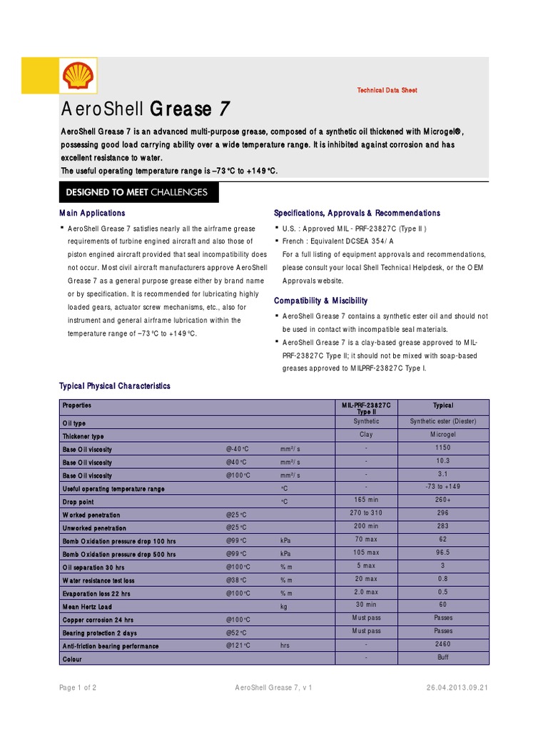 AeroShell Grease 7 PDF PDF Mechanical Engineering Materials