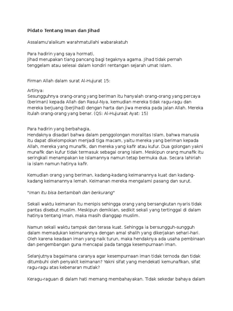 Ceramah Singkat Tentang Iman Kepada Allah Dengan