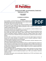 Reglamento de La Ley Nº 30287 - Ley de Prevención y Control de La Tuberculosis en El Perú