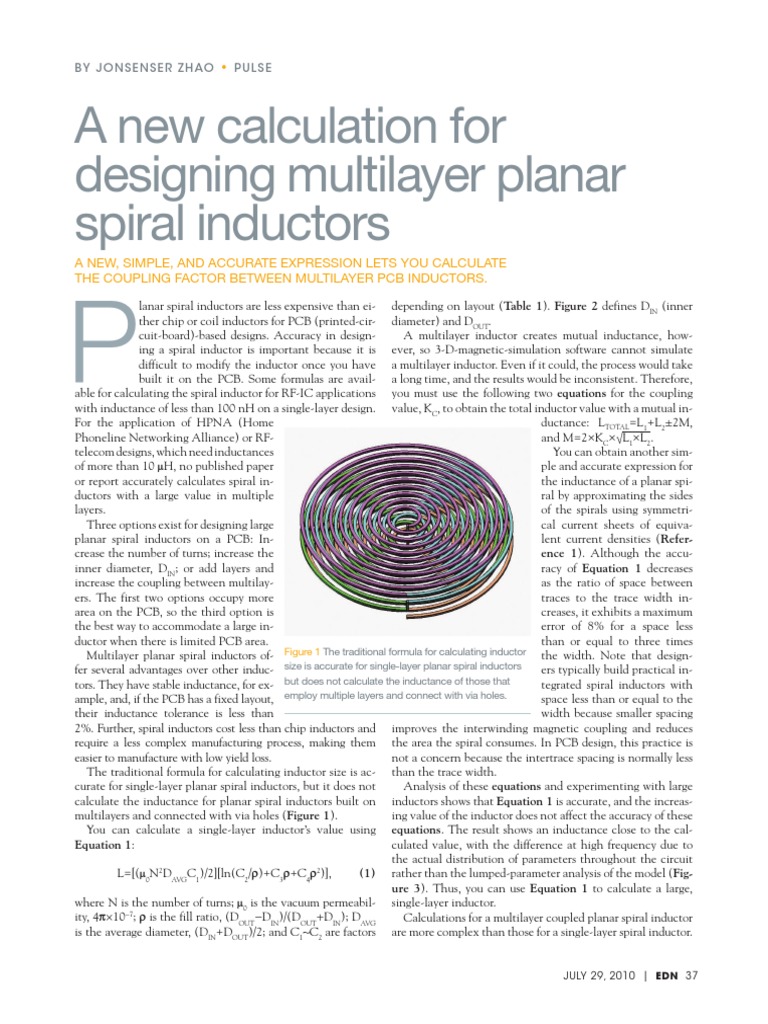 Multilayer Planar Spiral Inductor Design | PDF | Inductance | Inductor