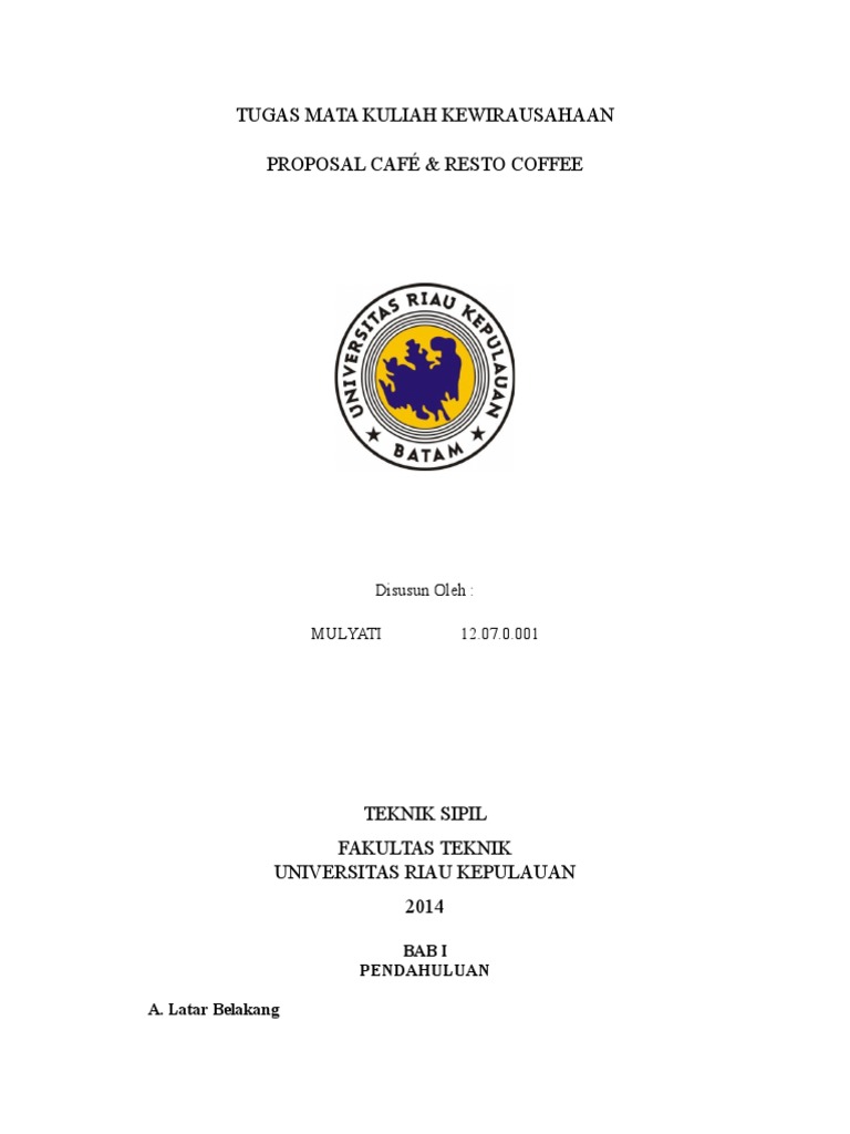 Proposal Usaha Cafe Dan Resto