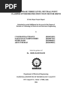 Three Phase Three Level Neutral Point Clamped Inverter Fed Induction Motor Drive