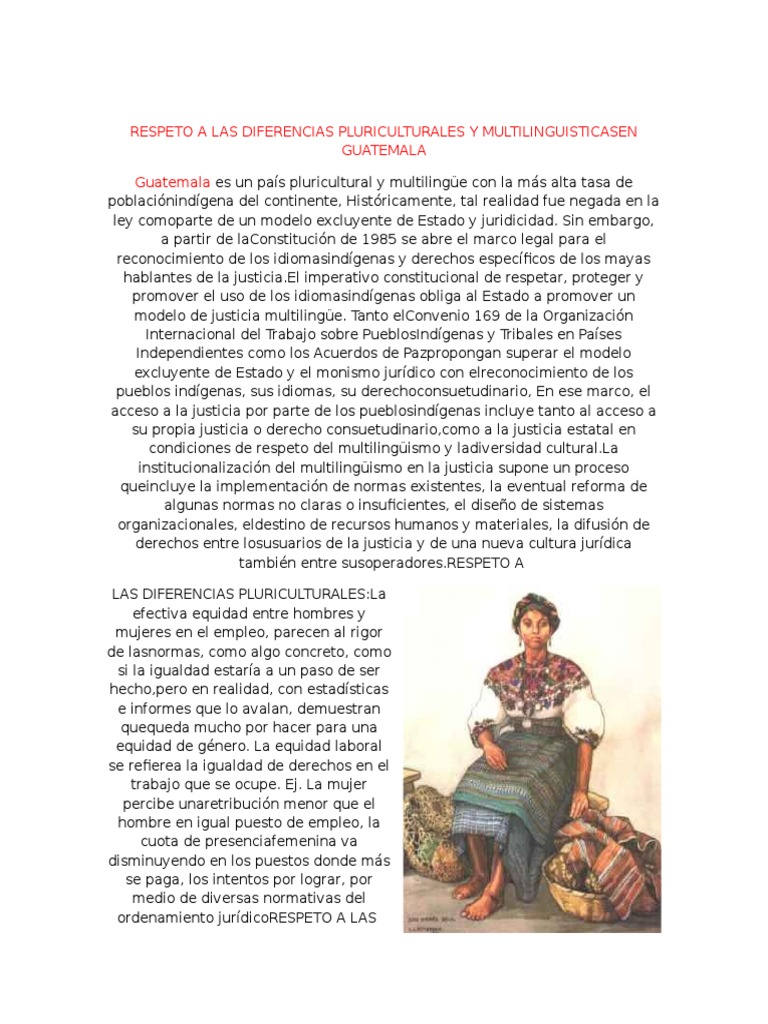 Respeto A Las Diferencias Pluriculturales y Multilinguisticasen ...