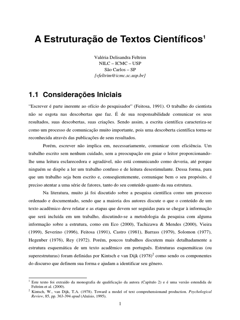 Artigo Estruturação de Textos Científicos | Citação | Informação