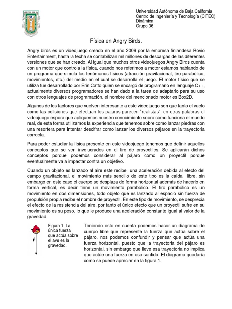 Física y Box2D en Angry Birds | PDF | Fuerza | Gravedad