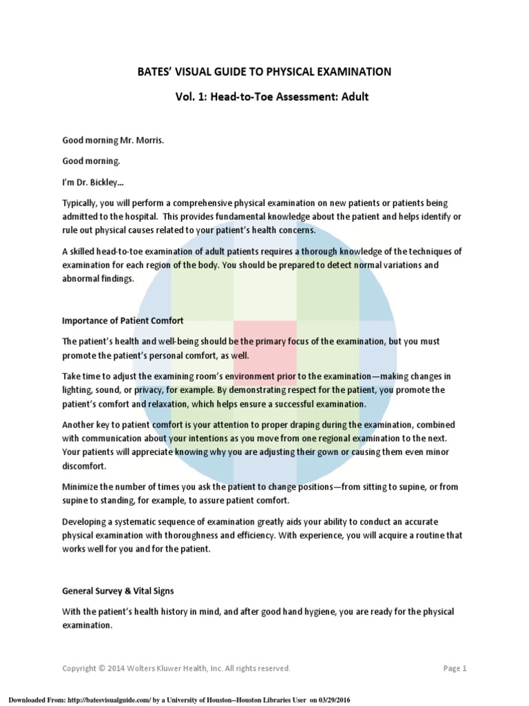 Bated Head To Toe Script | PDF | Neck | Physical Examination