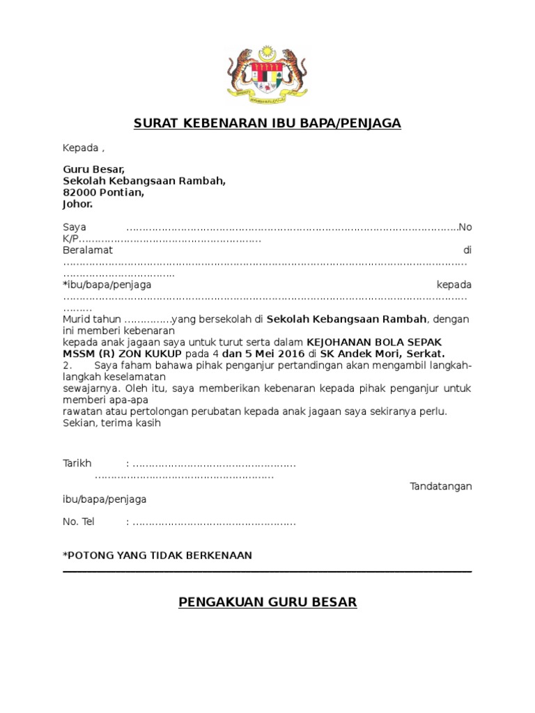 Surat Kebenaran Ibu Bapa Lawatan Scribd