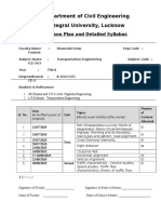 Transportation Engineering Lecture Plan