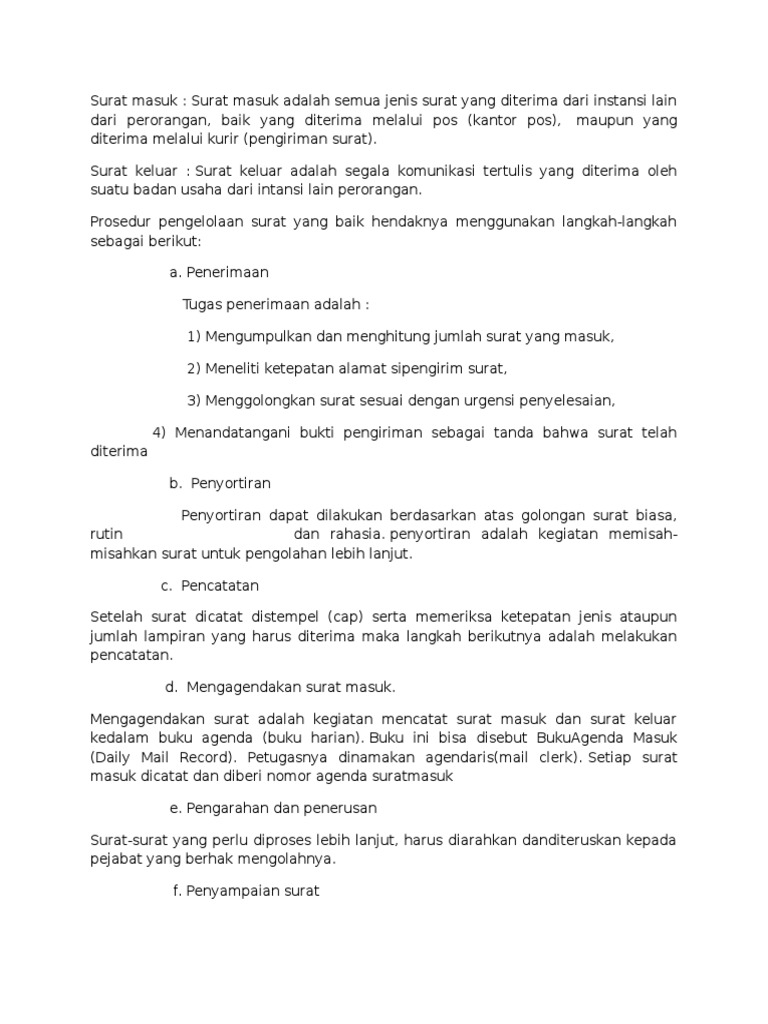 Contoh Surat Masuk Dan Surat Keluar Informasi Seputar
