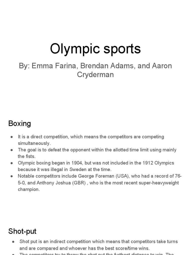 Olympic Sports | PDF | Social Science