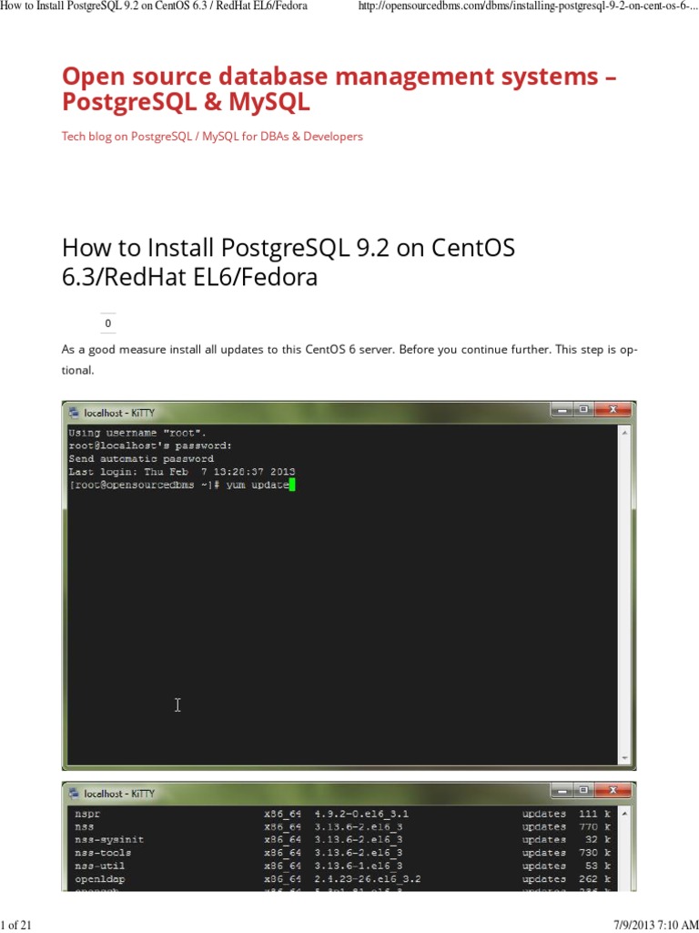 Centos - POstgresql 9.2 | Postgre Sql | Utility Software