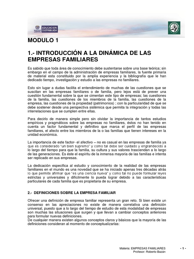 Dinámica de las Empresas Familiares | PDF | Familia | Pequeñas y ...