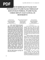 Download Pengaruh Kebijakan Pajak Dan Pemahaman Wajib Pajak Terhadap Kepatuhan Formal Wajib Pajak Umkm Sepatu Dan Sandal Di Mojokerto by khairil badawi SN312849289 doc pdf