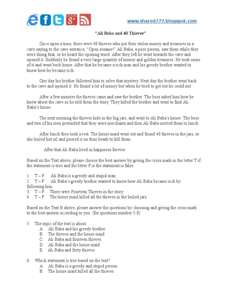 Ali Baba And 40 Thieves Pdf