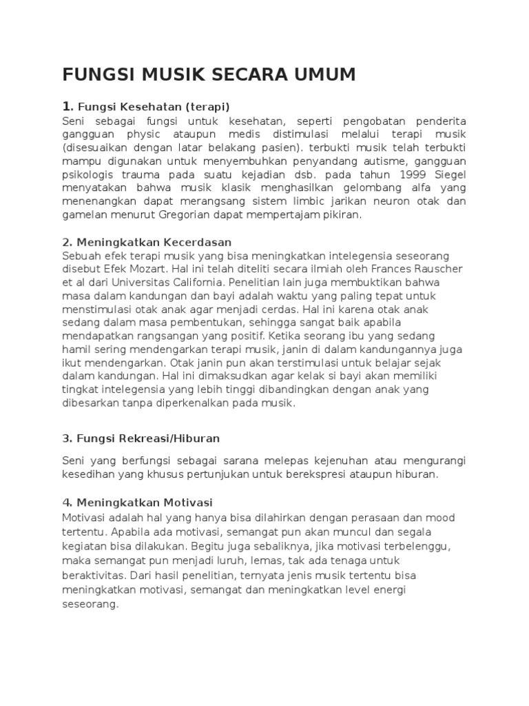 Fungsi Musik Secara Umum Pdf