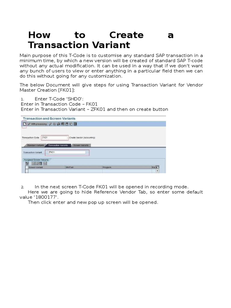 Create A Transaction Variant | PDF