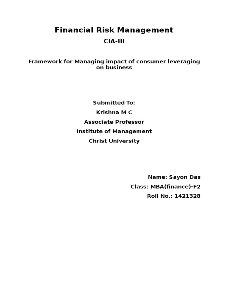 Financial Risk Management | PDF | Household Debt | Financial Crisis Of ...