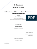 E - Business, SMEs and Risks: Towards A Research Agenda