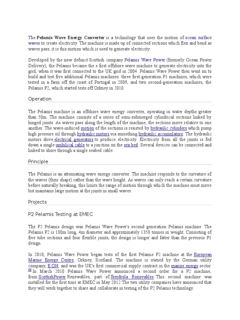 Wave Energy Converter Pdf Alternative Energy Power Physics