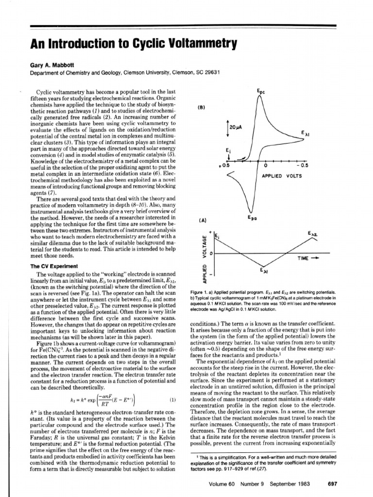 An Introduction To Cyclic Voltammetry Pdf Redox Electrochemistry