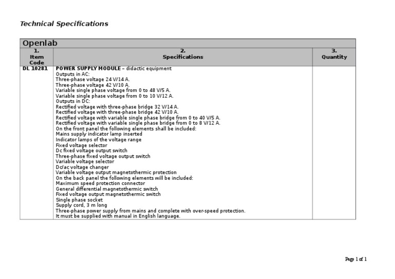 Power Supply Module Specifications | PDF | Technology & Engineering
