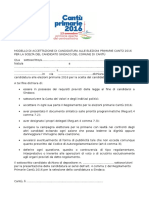 Modello di accettazione della candidatura per le primarie aperte del centrosinistra a Cantù (CO), 13.11.2016