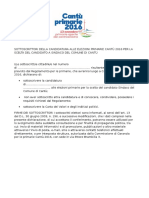 Modello di Raccolta delle sottoscrizioni a sostegno della candidatura per le primarie aperte del centrosinistra a Cantù (CO), 13.11.2016