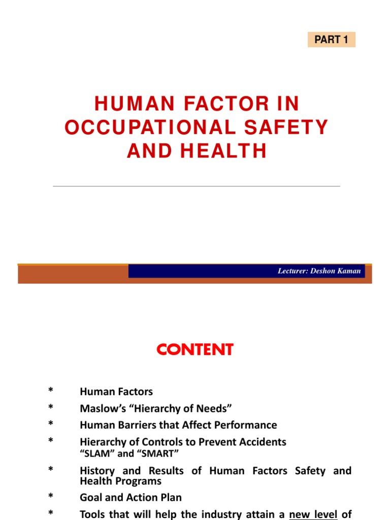 Human Factor in OSH-1 | PDF | Personal Protective Equipment | Risk