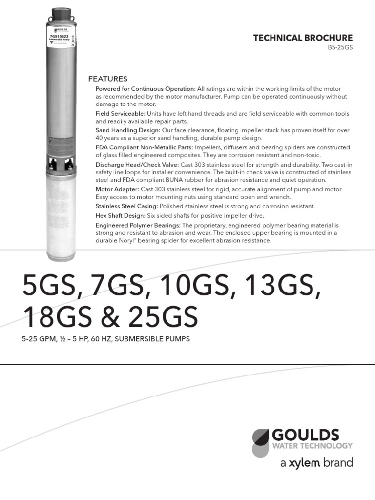 B5-25GS. Goulds Water Technology - SUBMERSIBLE PUMPS ...