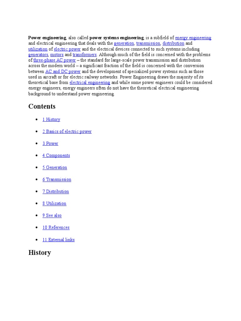 Power Engineering PDF Power Engineering Electric Power System