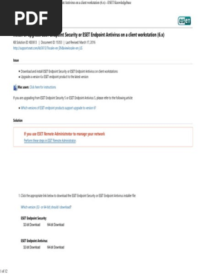 Install Or Upgrade Eset Endpoint Security Or Eset Endpoint Antivirus On A Client Workstation 6 X Eset Knowledgebase Installation Computer Programs Antivirus Software
