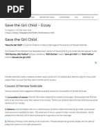 Download Save the Girl Child - Essay - Important India by qwertyplpl SN312888405 doc pdf