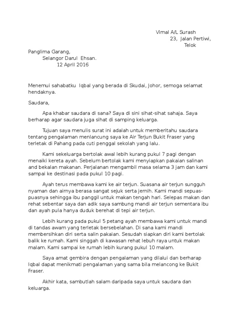 Format Baru Surat Tidak Rasmi