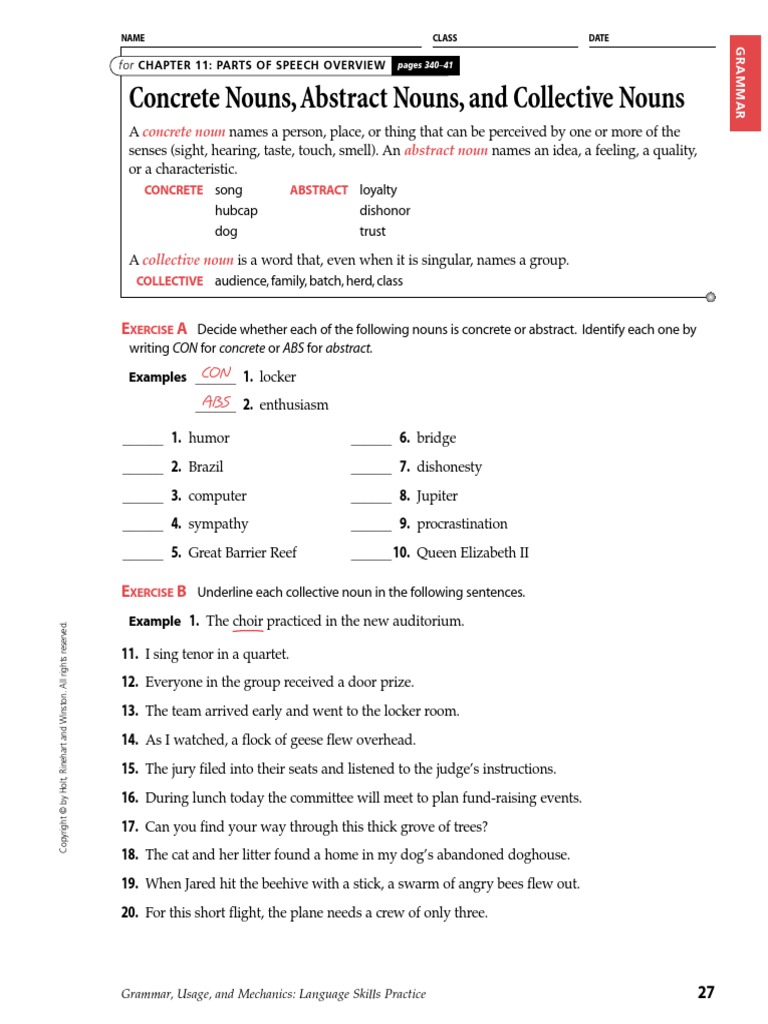 3b concrete nouns abstract nouns and collective nouns ans k pdf cave noun
