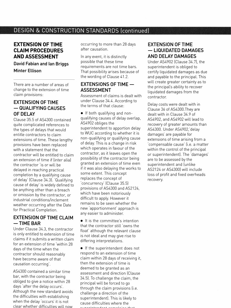 Extension of Time Claim Procedures and Assessment