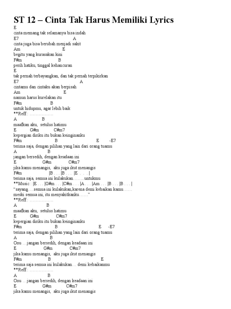 Lirik Dan Chord Lagu