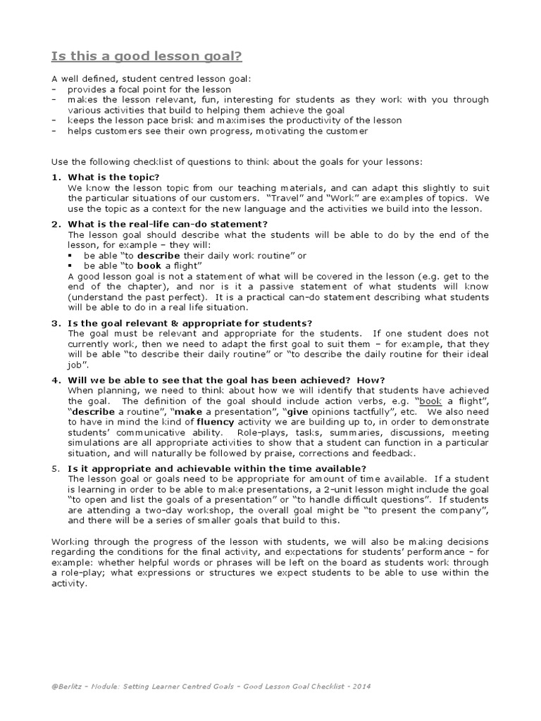 Is This A Good Lesson Goal | PDF | Goal | Semiotics