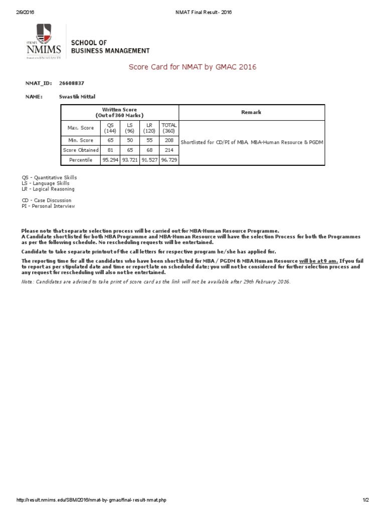 Nmims Call Letter | PDF | Master Of Business Administration ...