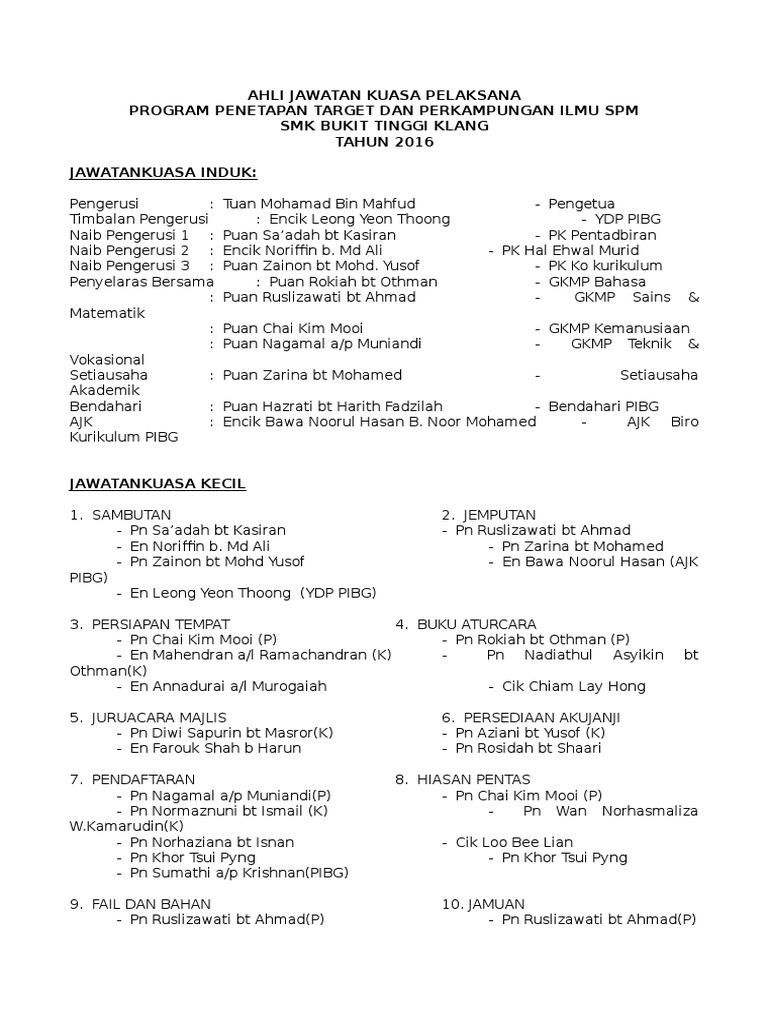 Ahli Jawatan Kuasa Pelaksana Pispm Pdf