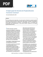 O Duplo Papel Do Gerente de Projeto e Gerente Funcional