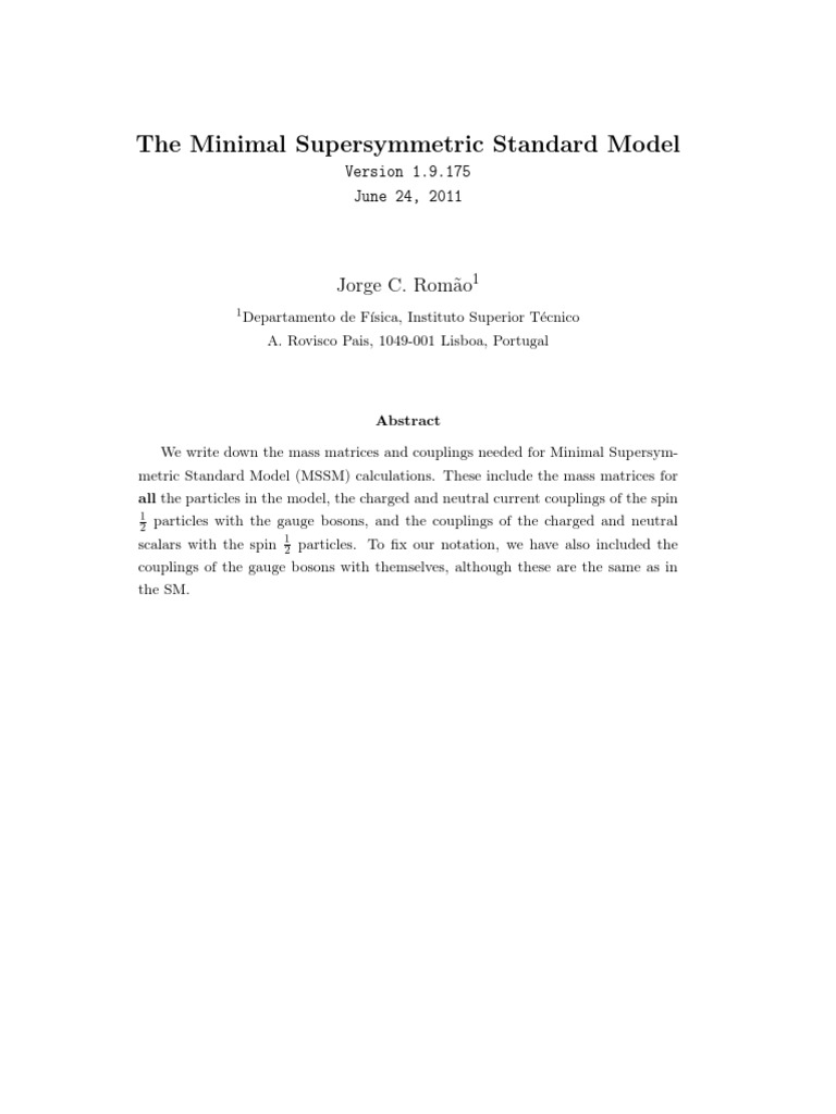 MSSM Model PDF | PDF