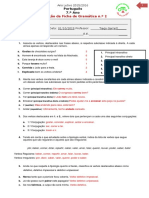 Ficha de Gramática N.º 2 - Verbos - Correção