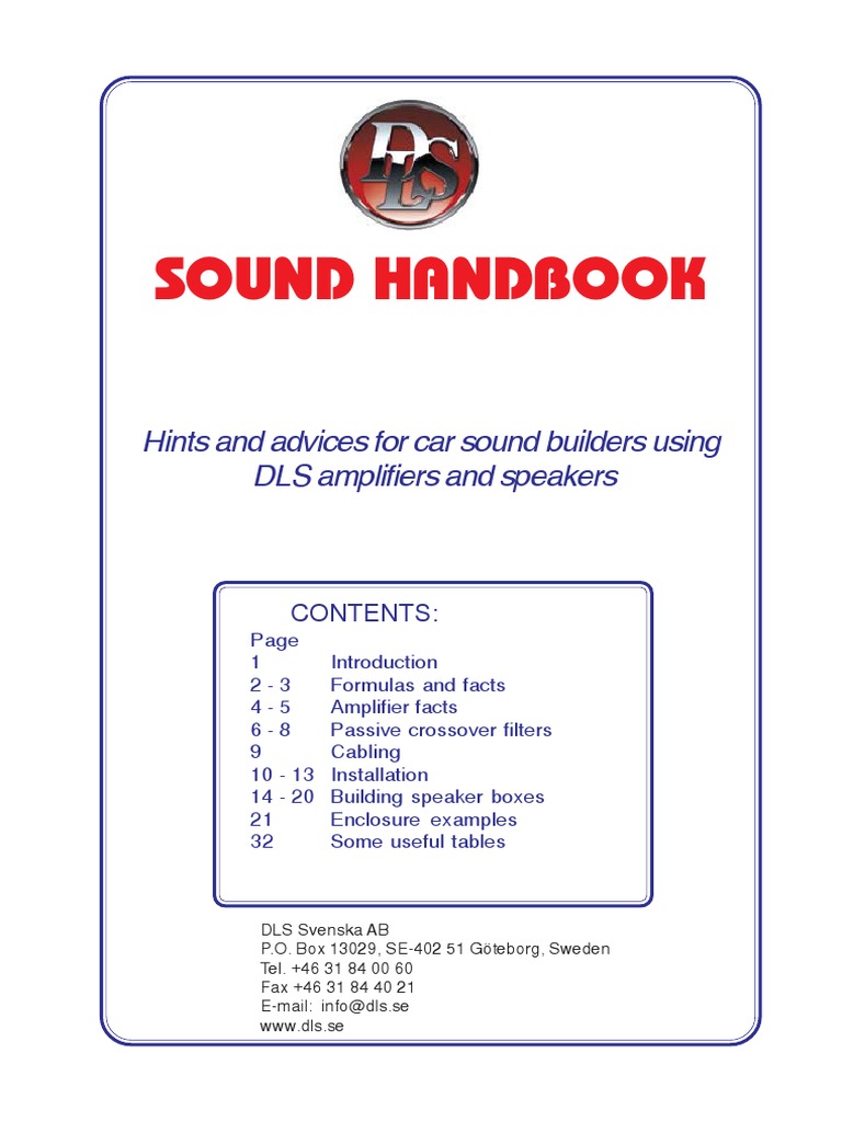 Sound Handbook by Dls PDF | PDF | Loudspeaker | Electronic Filter