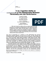 P = f (M X A) Cognitive Ability as a  Moderator of the Relationship Between Personality and Job Performance