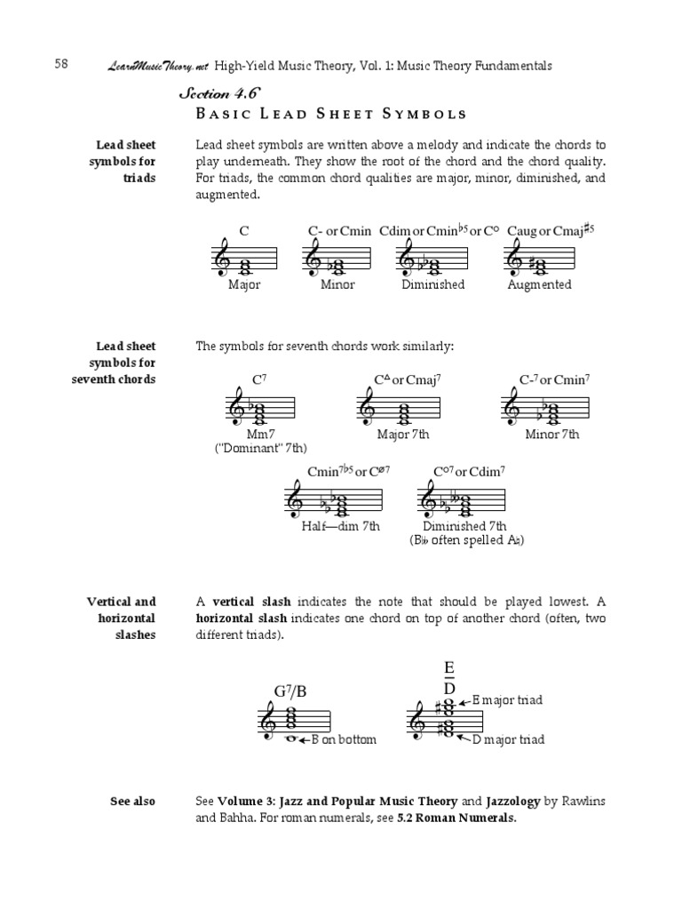 Basic Lead Sheet Symbols Explained | PDF | Chord (Music) | Musical ...