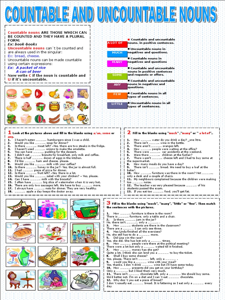 Countable And Uncountable Noun Worksheets Pdf