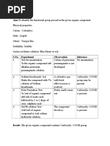 Experiment No.15 Aim:To Identify The Functional Group Present in The Given Organic Compound