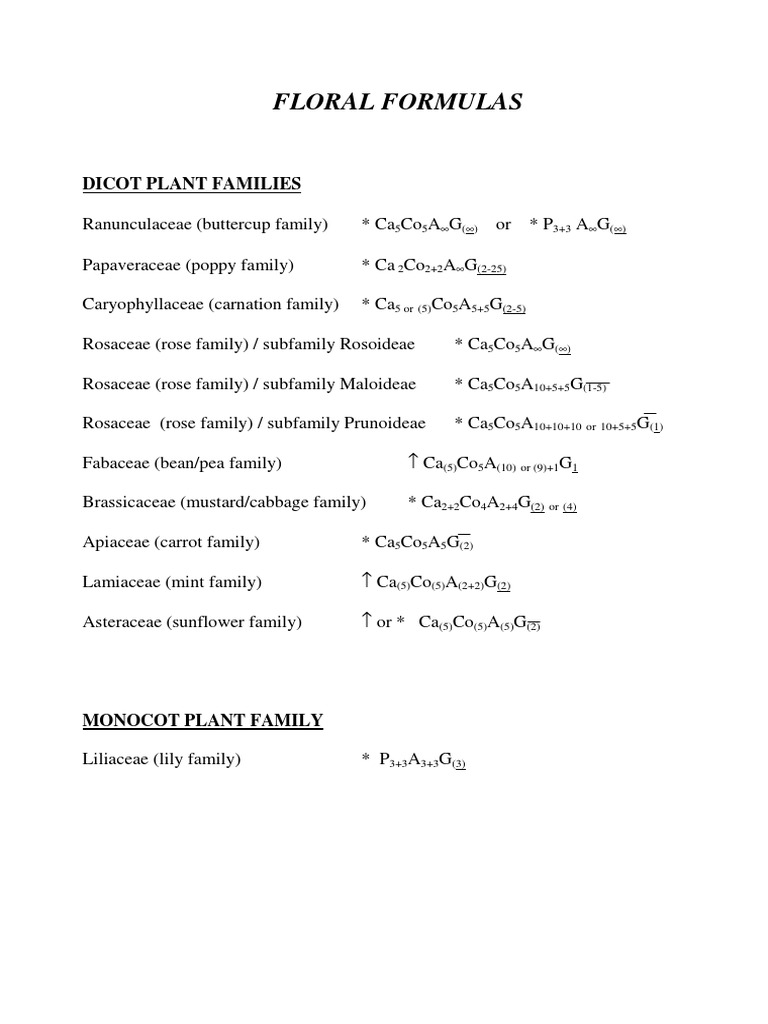 Floral Formulas PDF