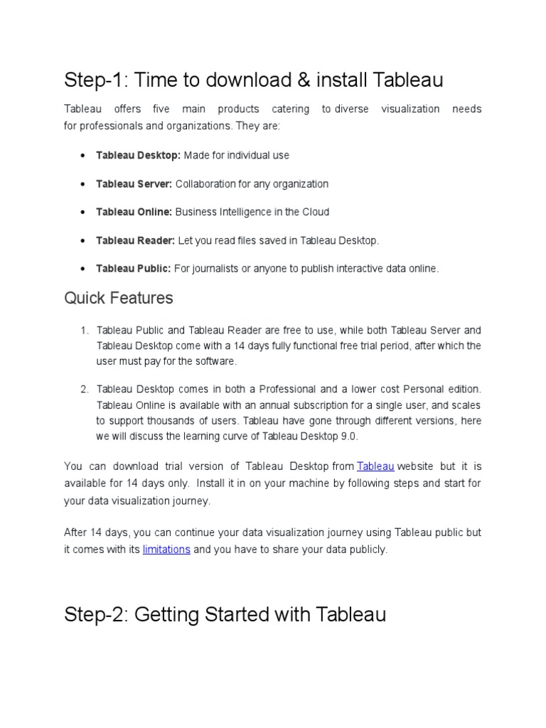Tableau Installation and Quick Start Guide | PDF | Cloud Computing | Data