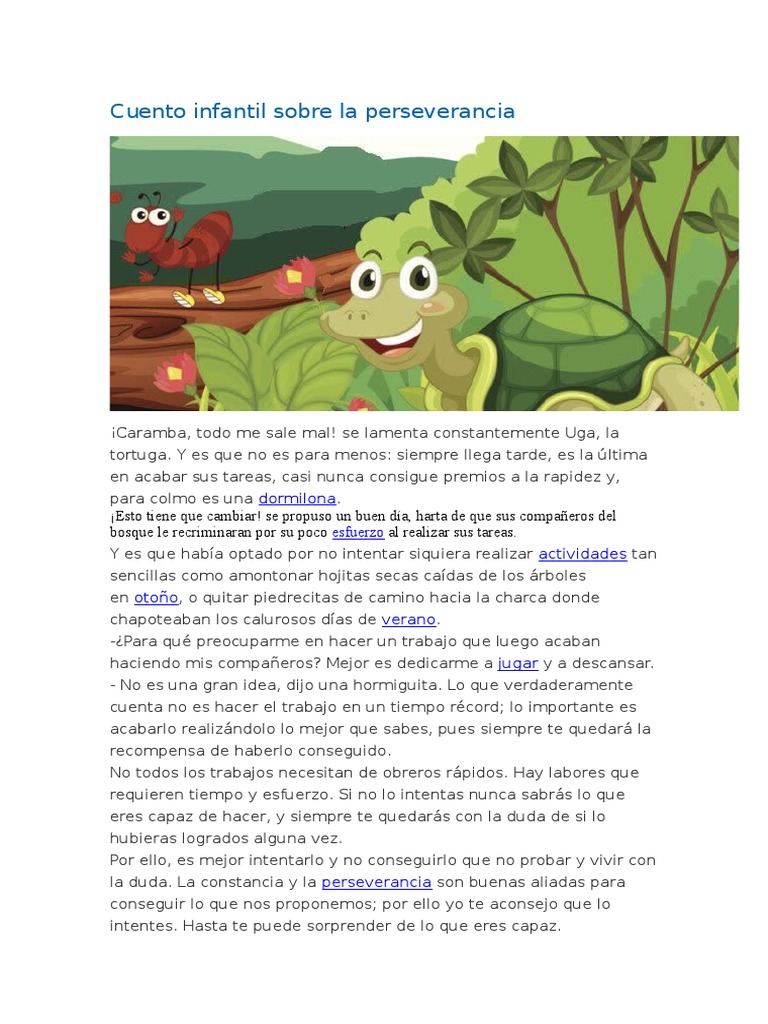 Cuento Infantil Sobre La Perseverancia